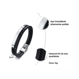 Vista lateral da pulseira Bari com couro texturizado