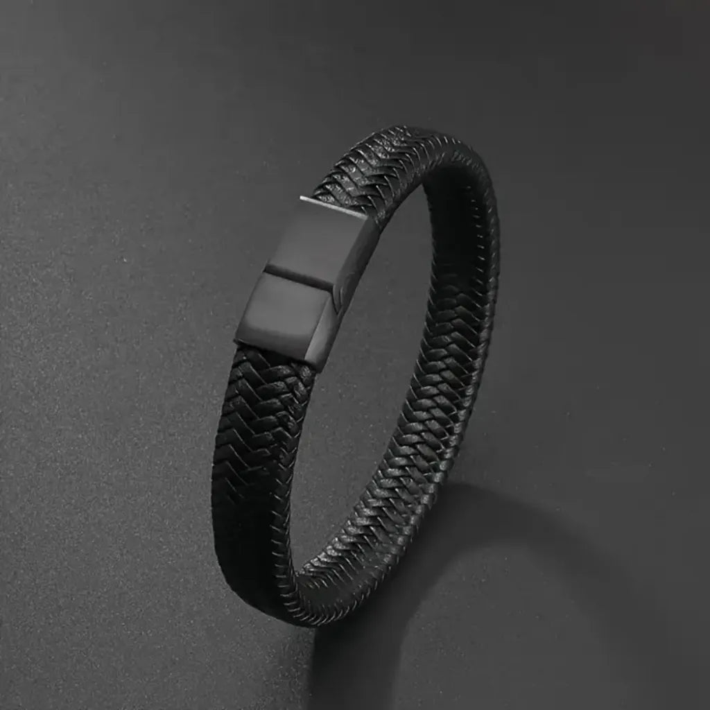 Pulseira de couro genuíno com design envoltório moderno